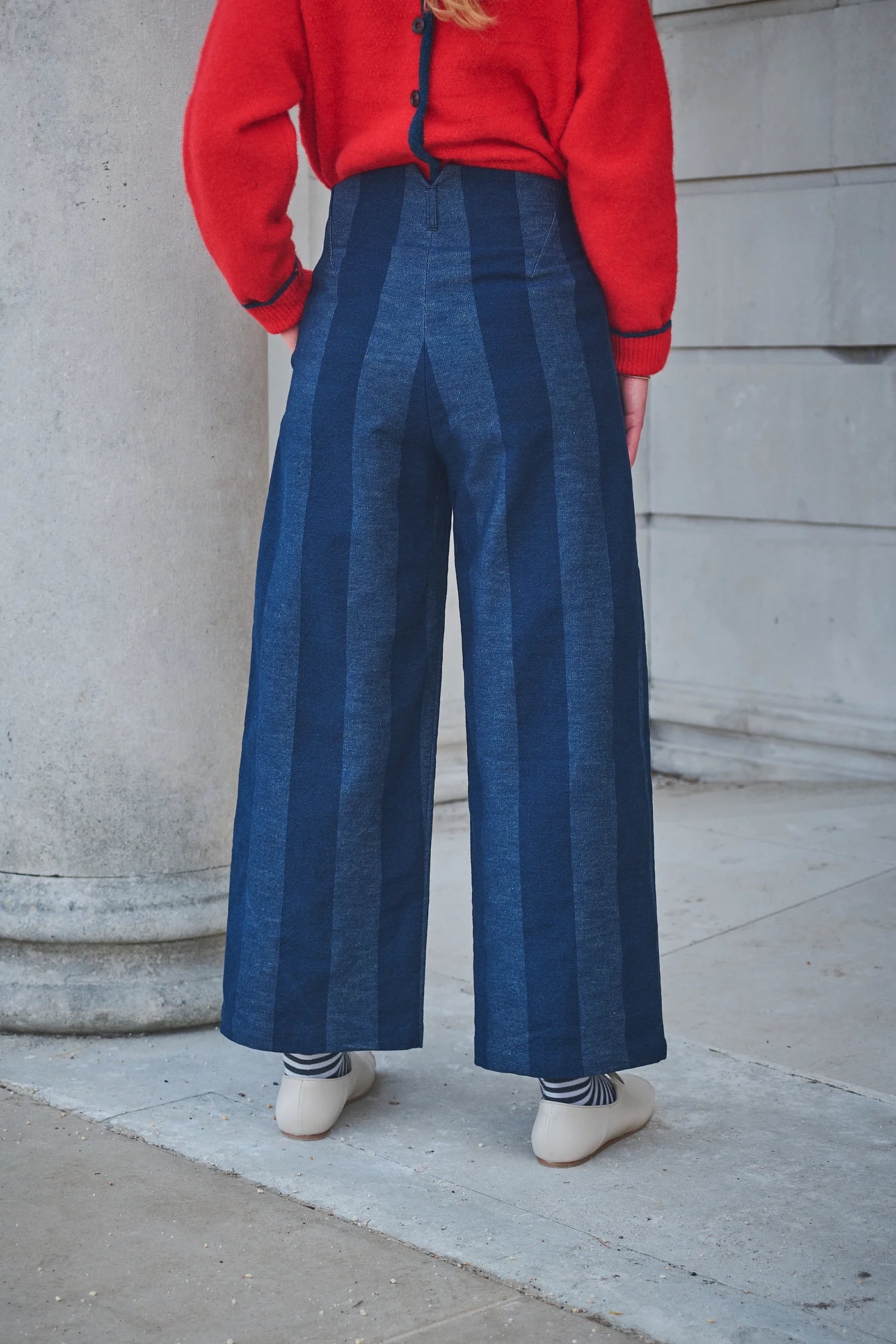 Stripe Denim Pleat Trousers