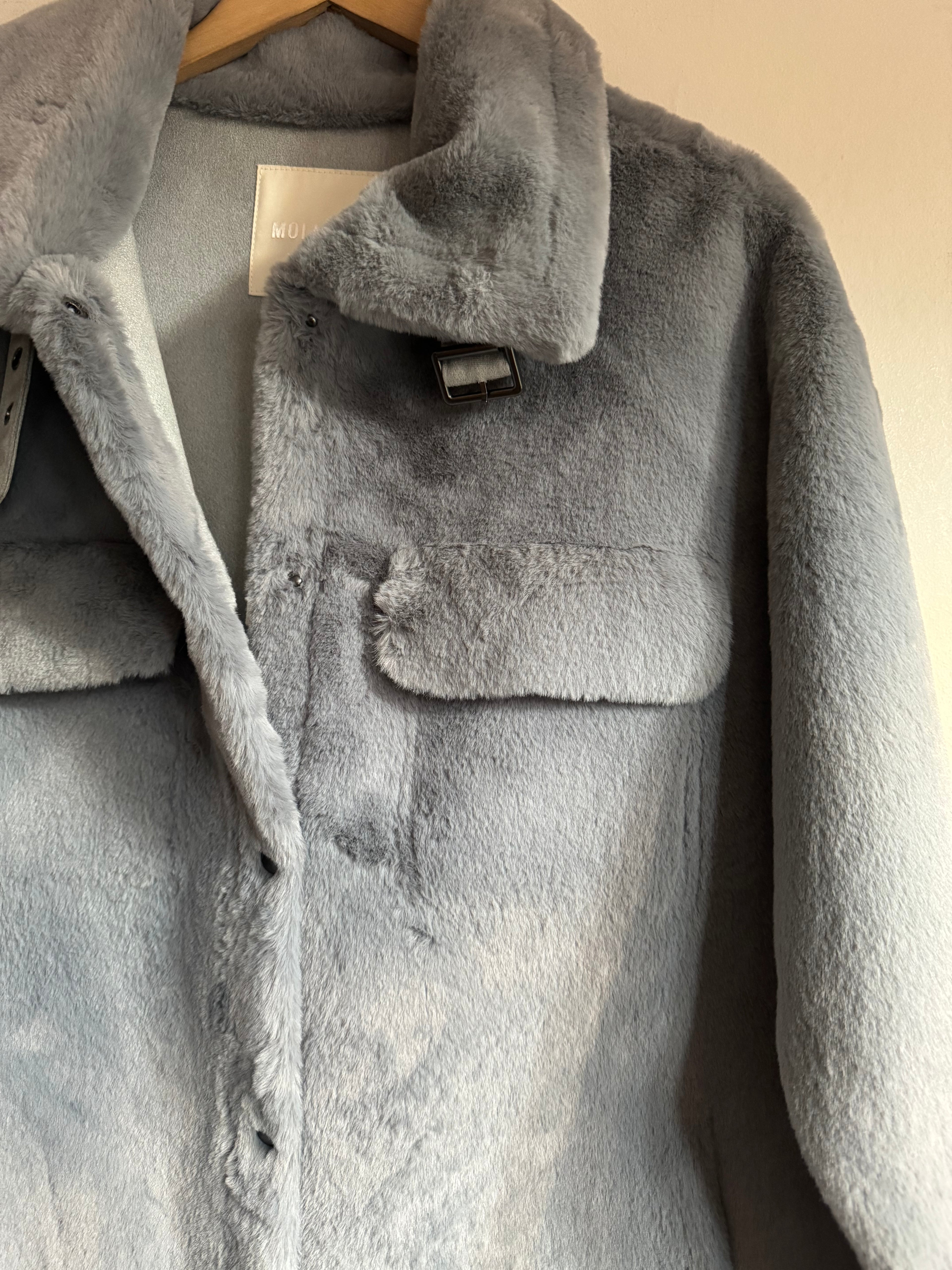 Light Grey Coco Faux Fur Coat