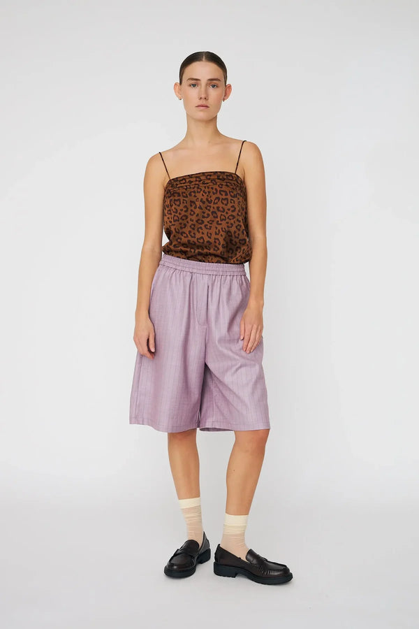 Light Purple Striped Suit Shorts