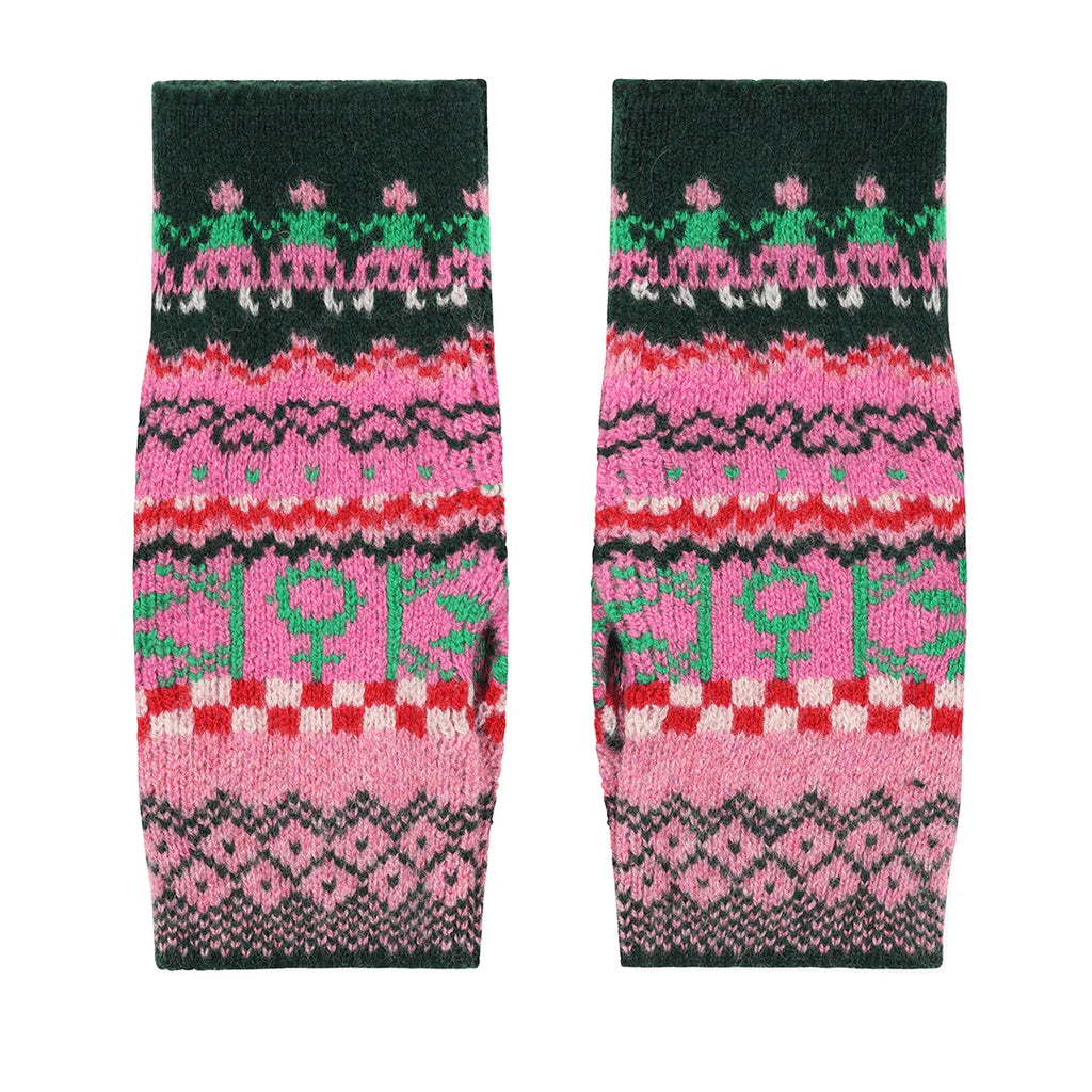 Fairisle Wrist Warmers in Bubblegum
