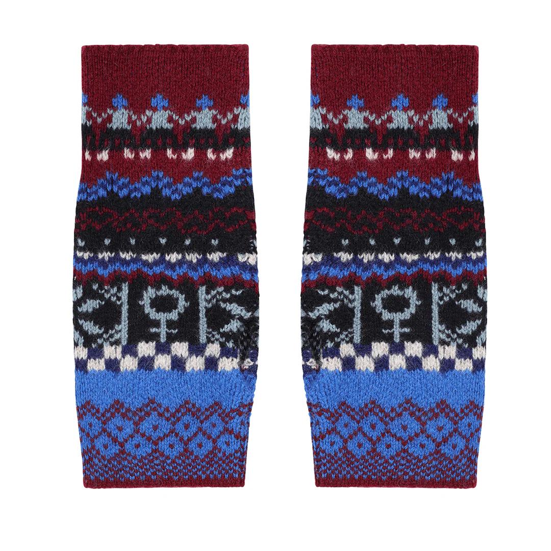 Fairisle Wrist Warmers in Klein