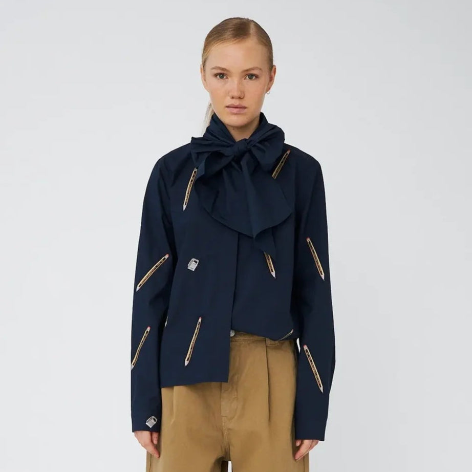 Embroidered Cotton Bow Shirt - Last One (size 36)