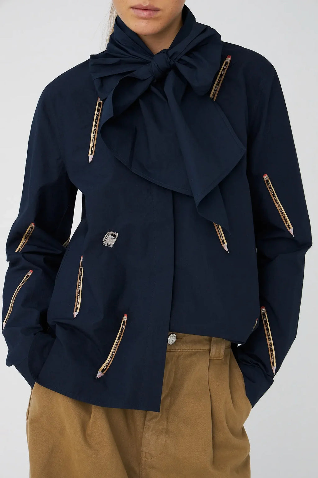 Embroidered Cotton Bow Shirt - Last One (size 36)