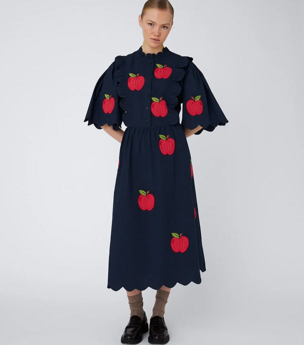 Embroidered Cotton Midi Dress