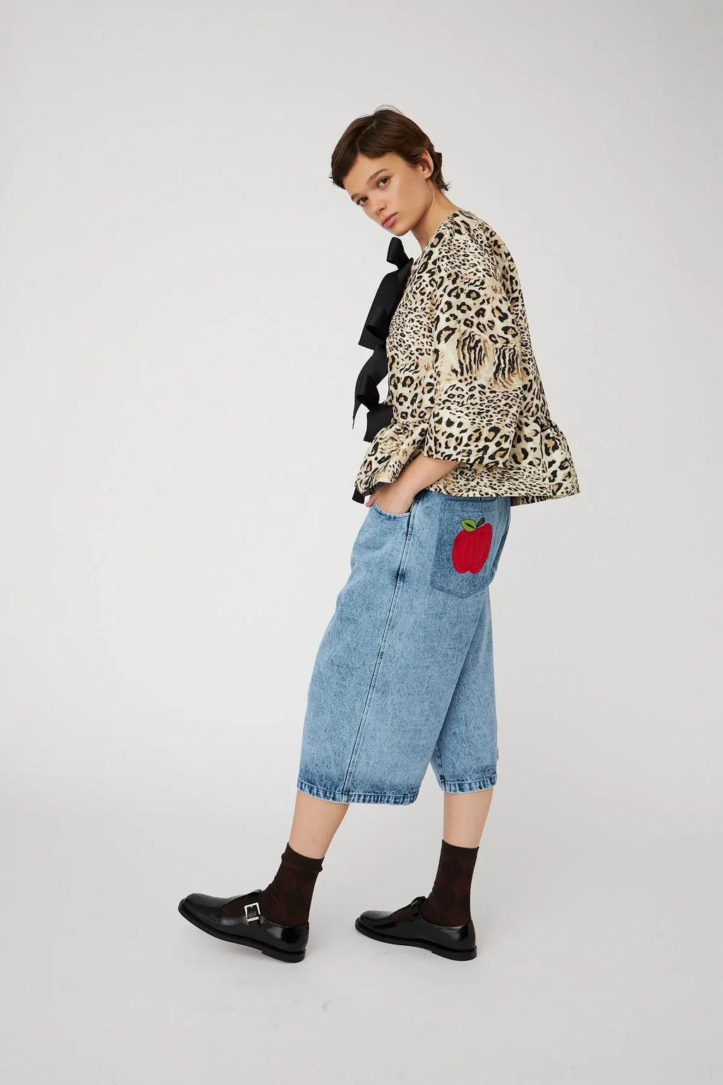 Crispy Peplum Bow Blouse