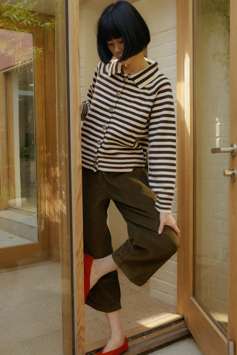 Dark Olive Beckett Crop Trouser