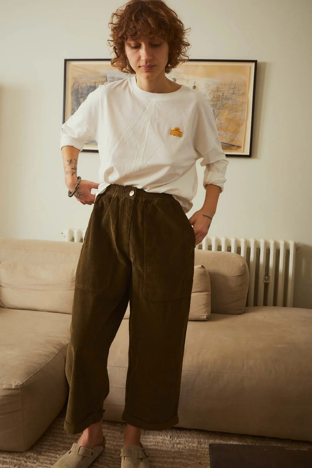 Dark Olive Beckett Crop Trouser