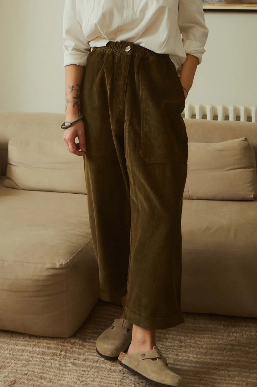 Dark Olive Beckett Crop Trouser