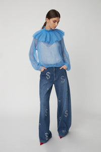 Ruffle Blue Jumper- Last One (size 36 fits small)