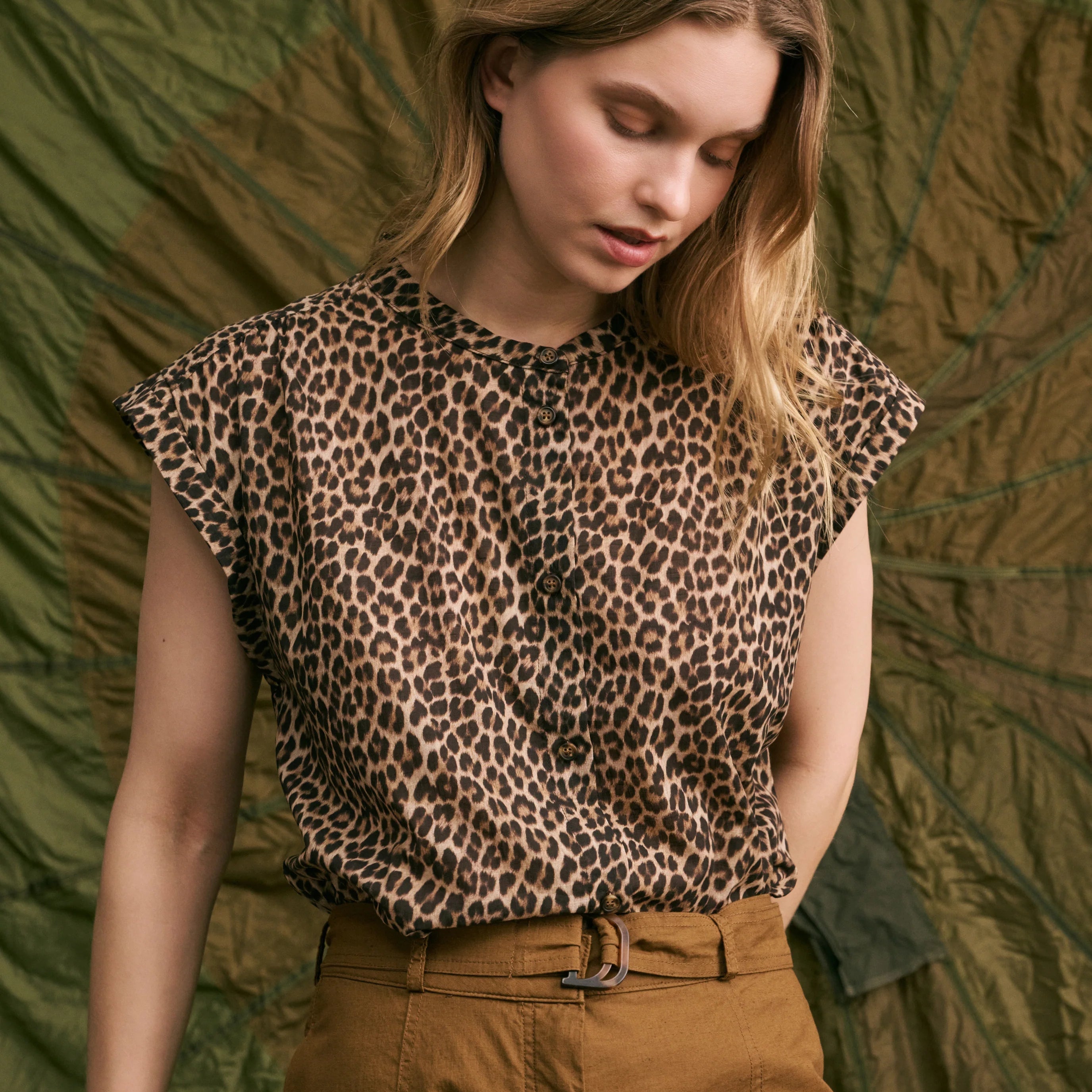 Amandine Leopard Sleeveless Shirt - Last One (Size Medium)