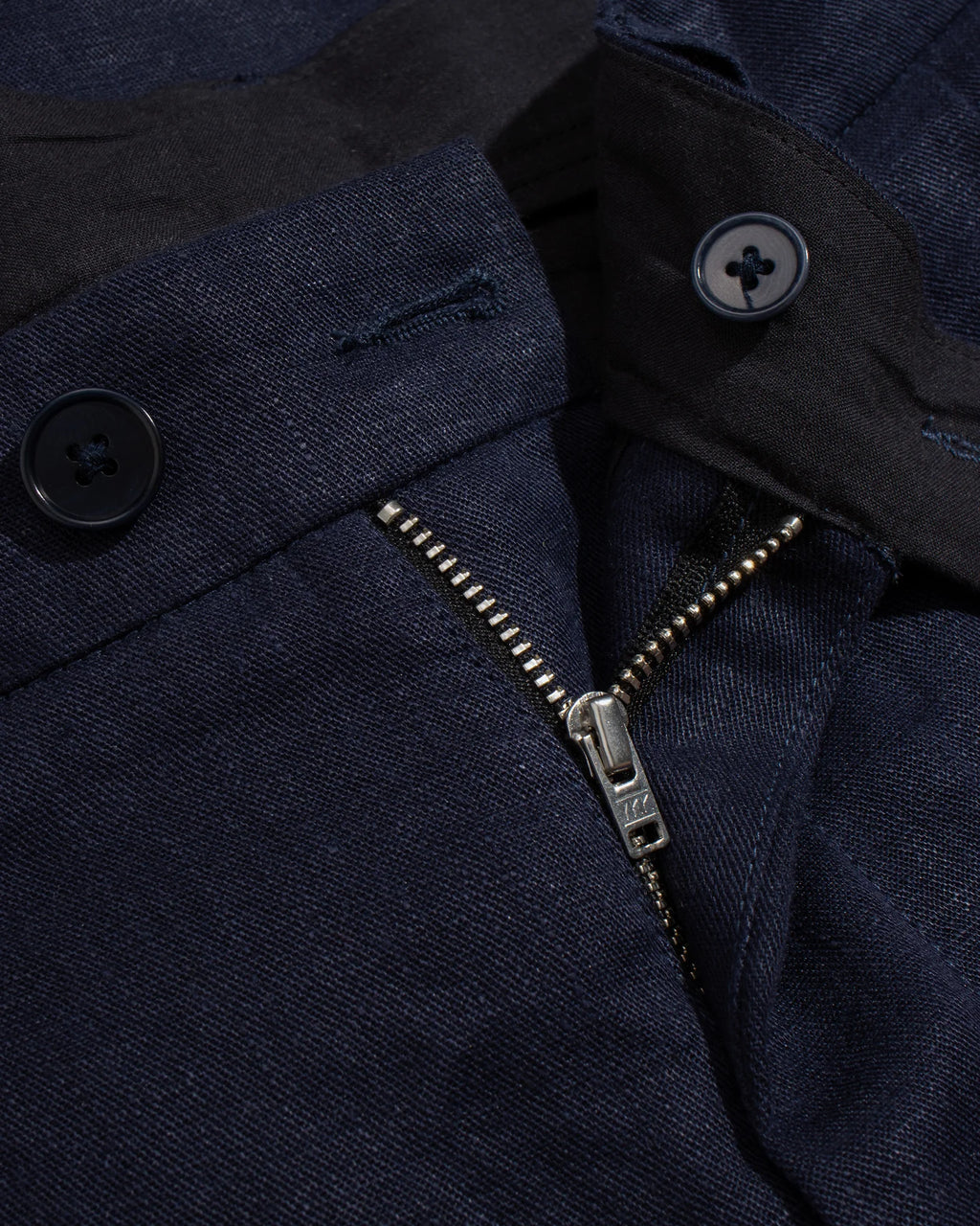 Navy Linen Double Pleated Short