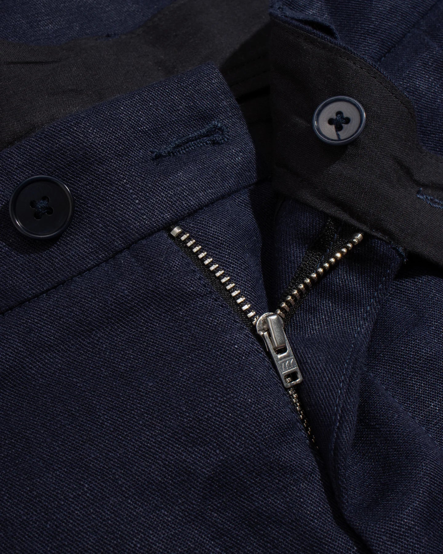 Navy Linen Double Pleated Short