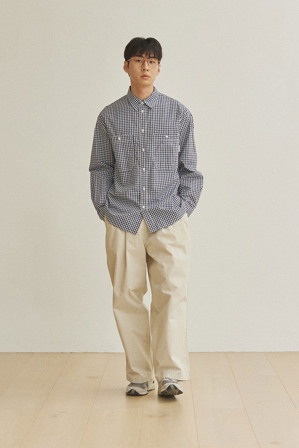 Cream Two Tuck Wide CN Pants