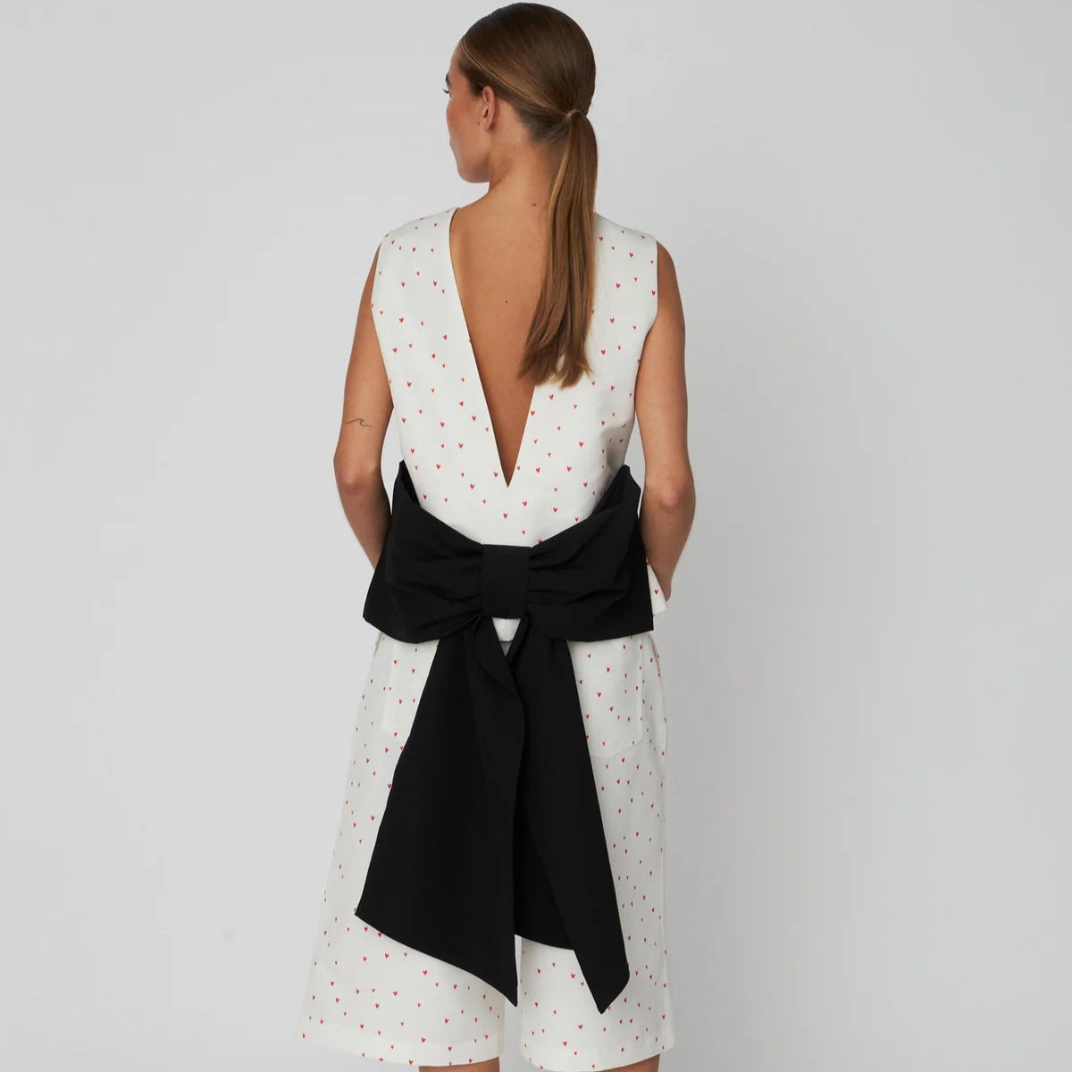 Heart Print Bow Top