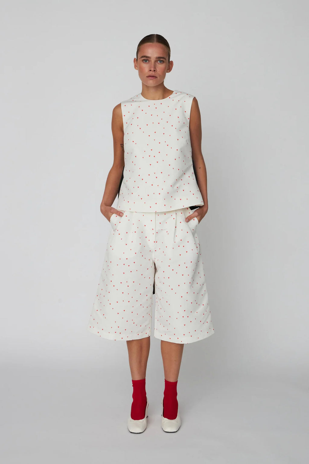 Heart Print Bow Top