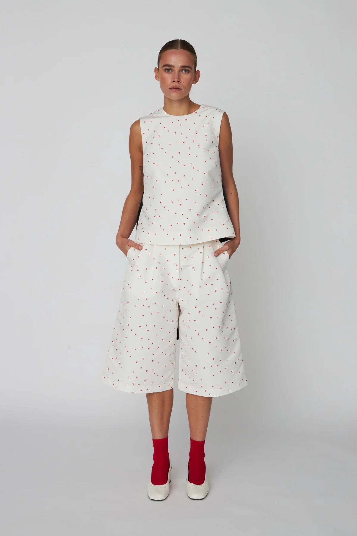 Heart Print Bow Top
