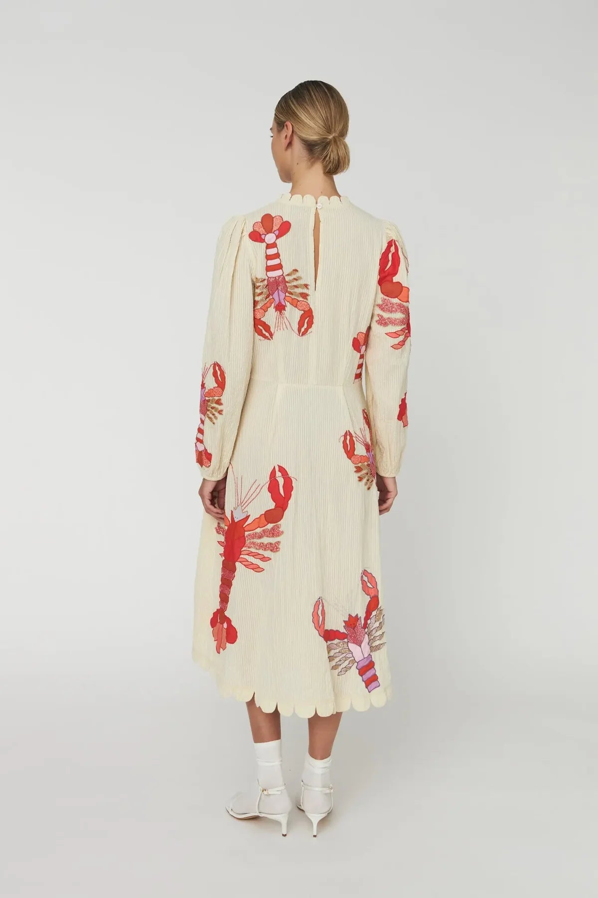 Lobster Embroidered Midi Dress
