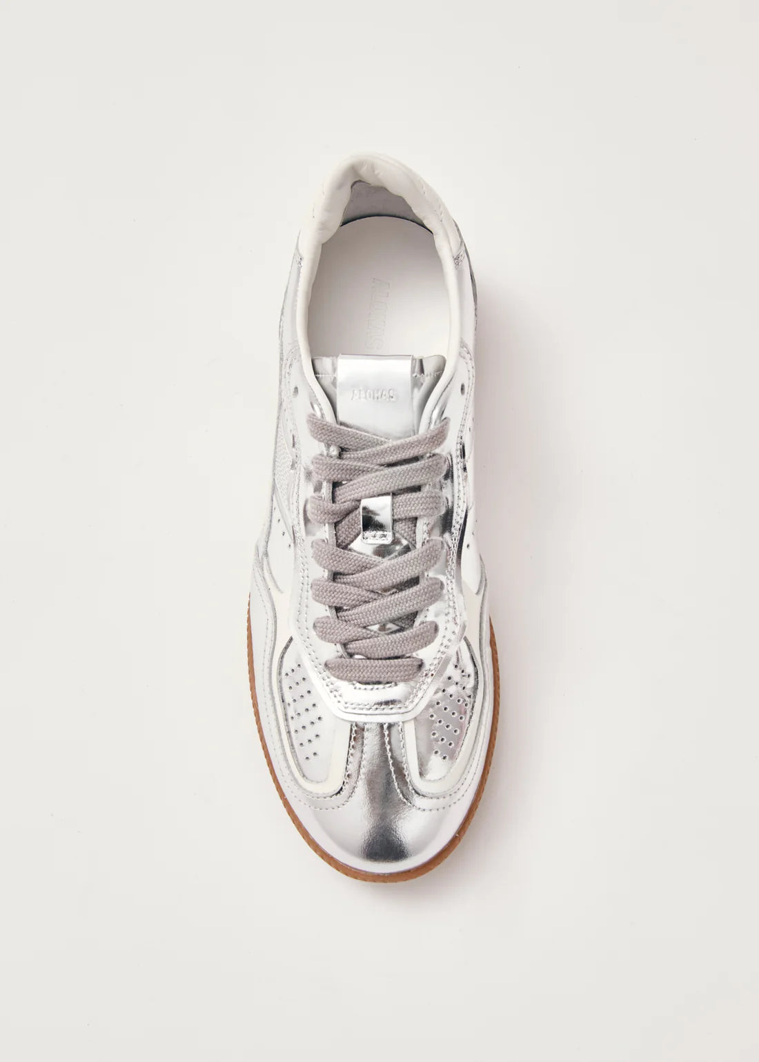 Silver Cream Leather Sneakers