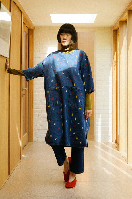 Denim Walter Embroidered Smock