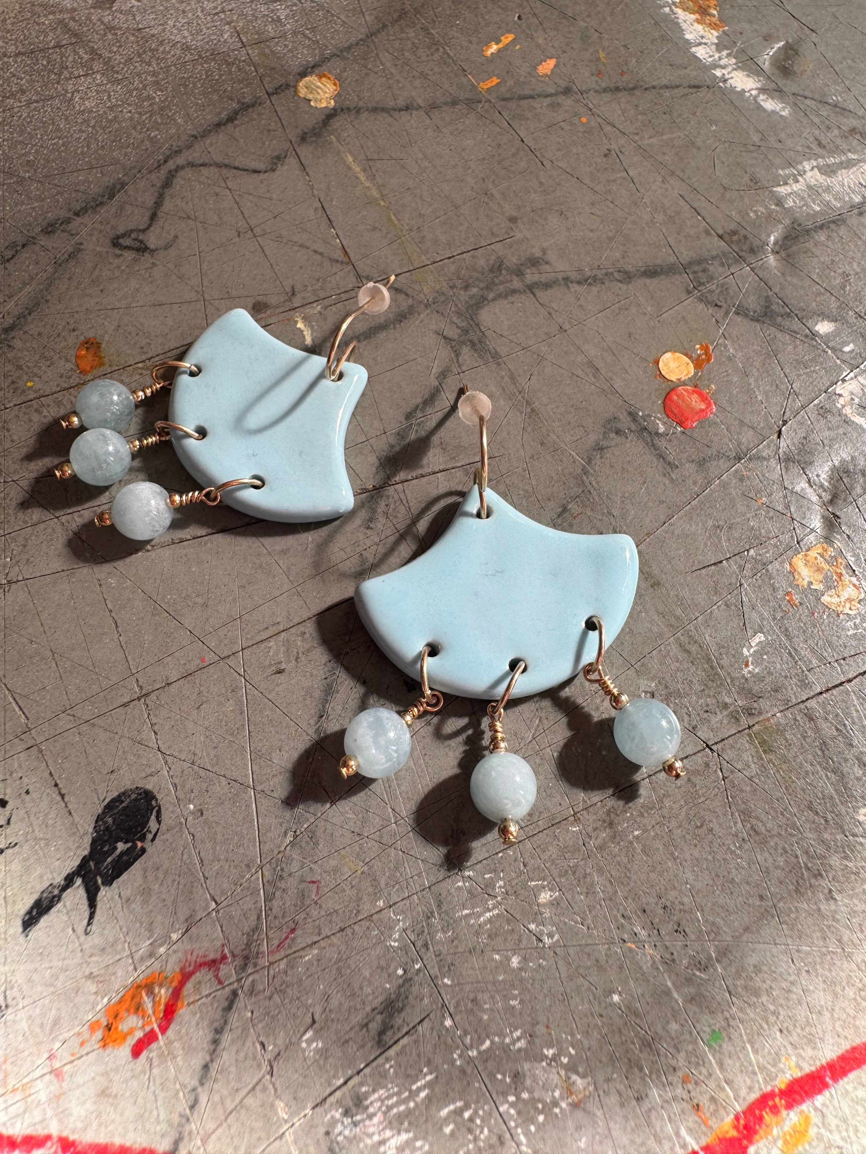 Sky Blue Handmade Porcelain Earrings