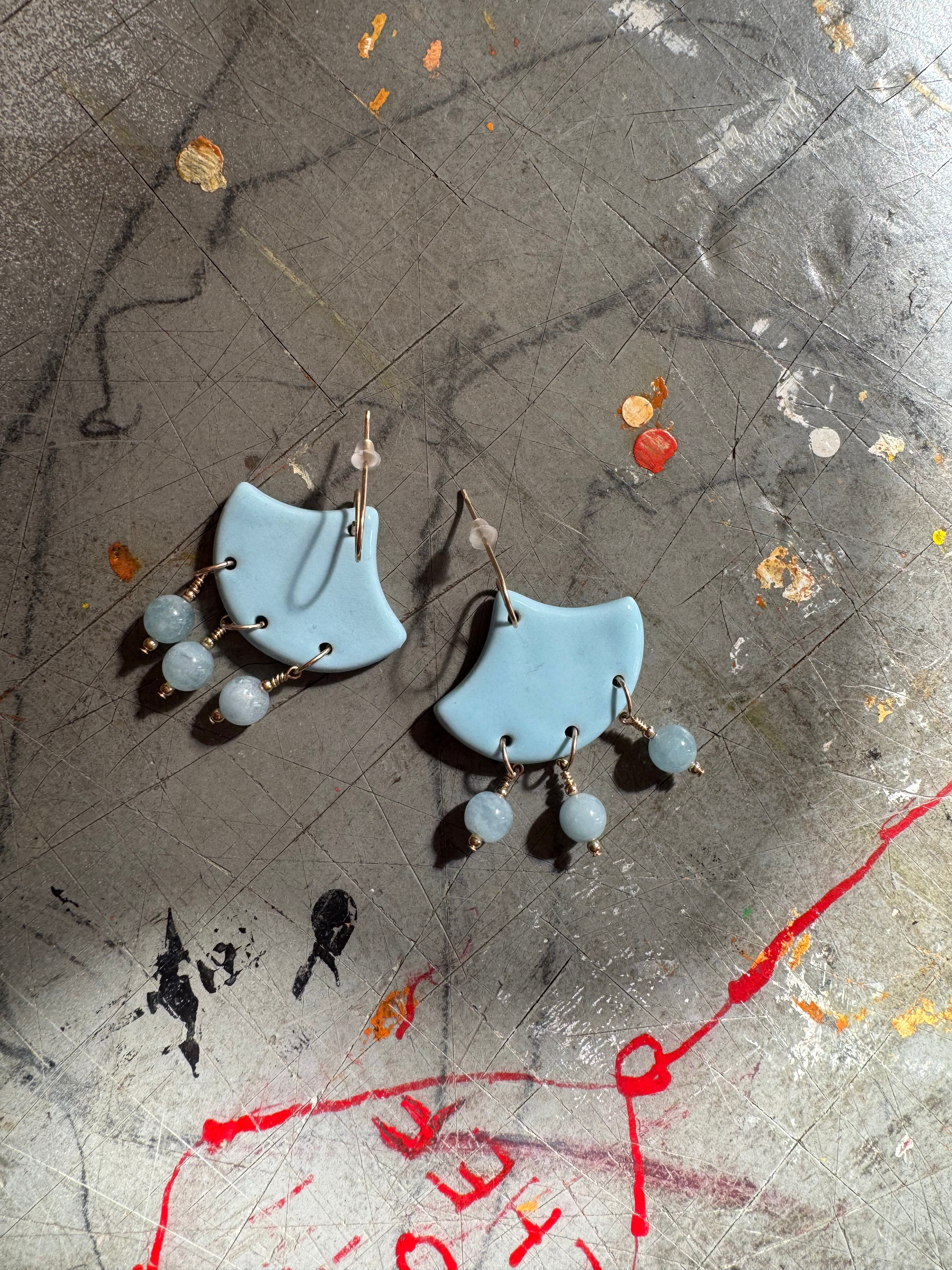 Sky Blue Handmade Porcelain Earrings