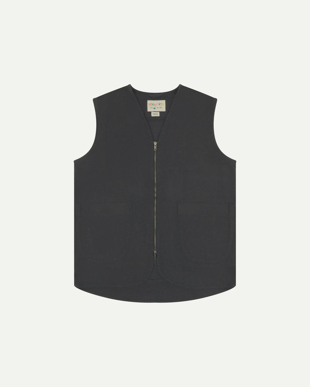 Charcoal Drill Zip Up Vest