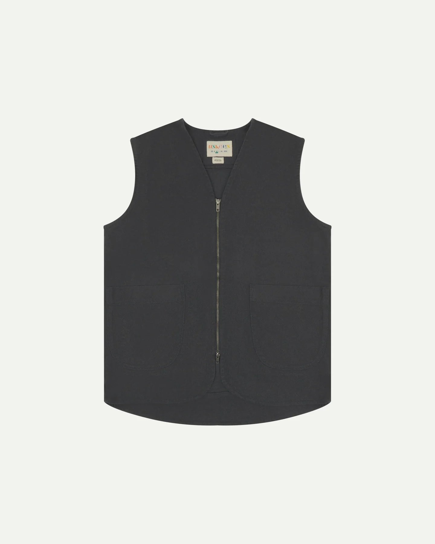 Charcoal Drill Zip Up Vest