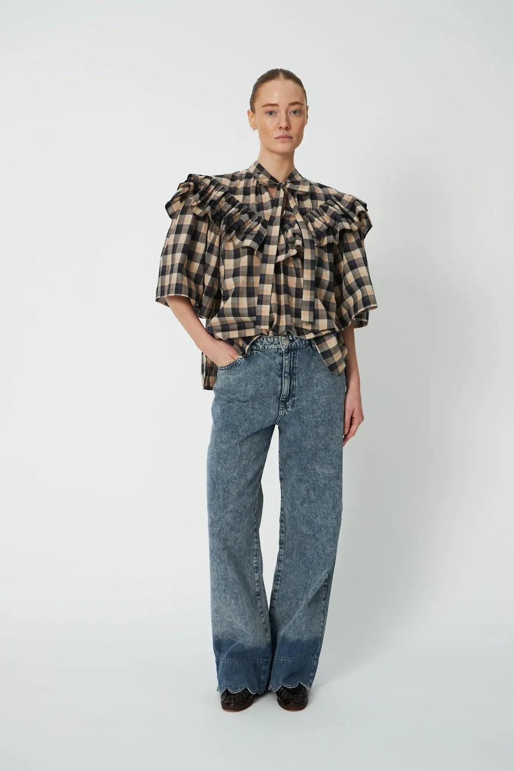 Check Frill Blouse