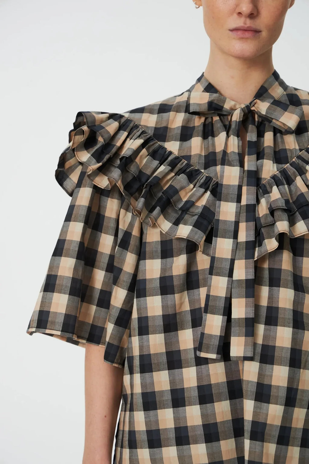 Check Frill Blouse