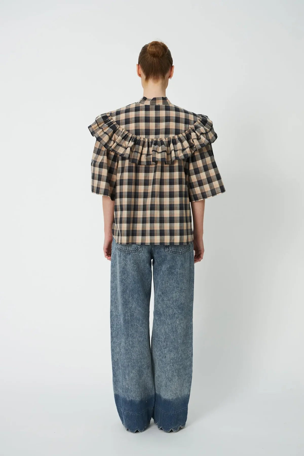 Check Frill Blouse