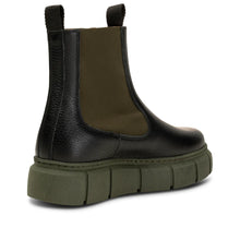 Black Khaki Leather Chelsea Boot