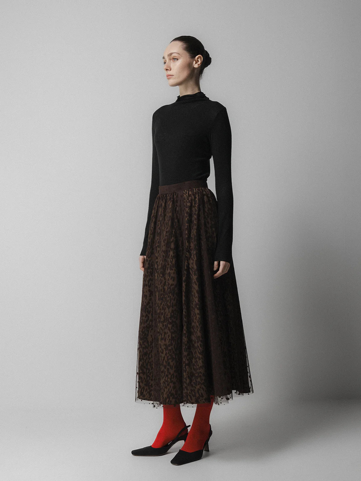 Brown Leopard Mesh Skirt