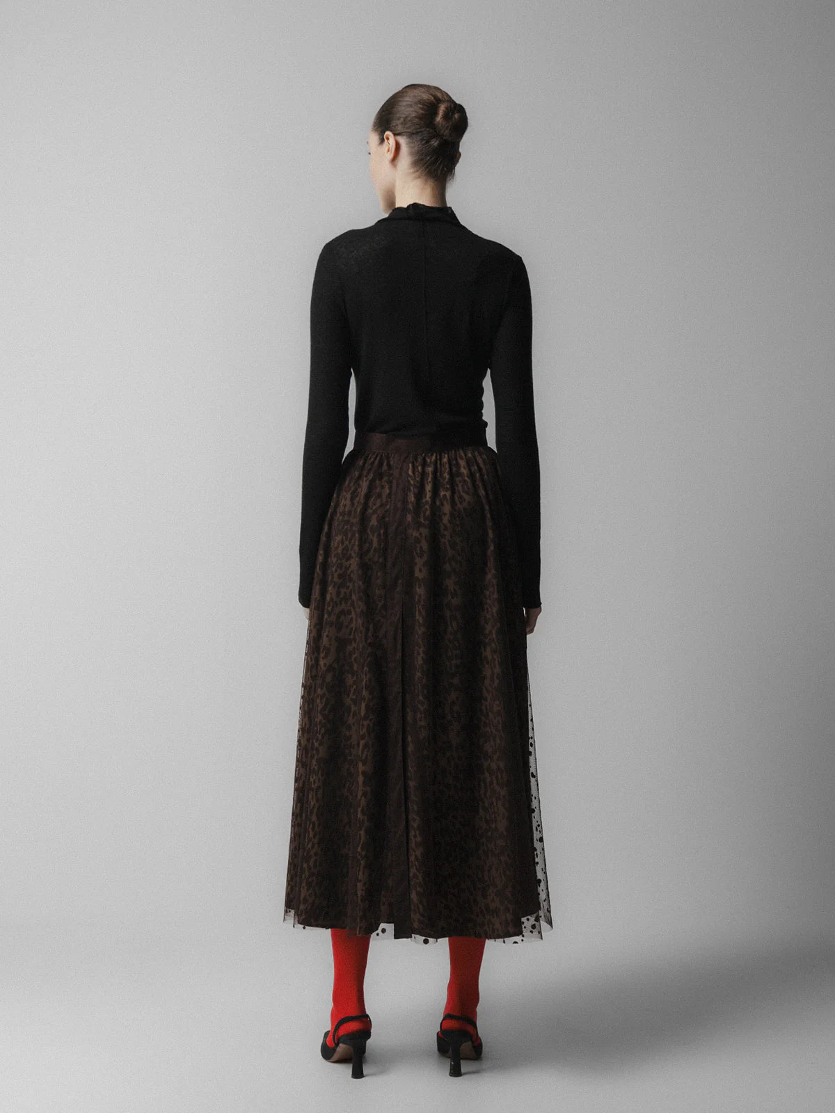 Brown Leopard Mesh Skirt