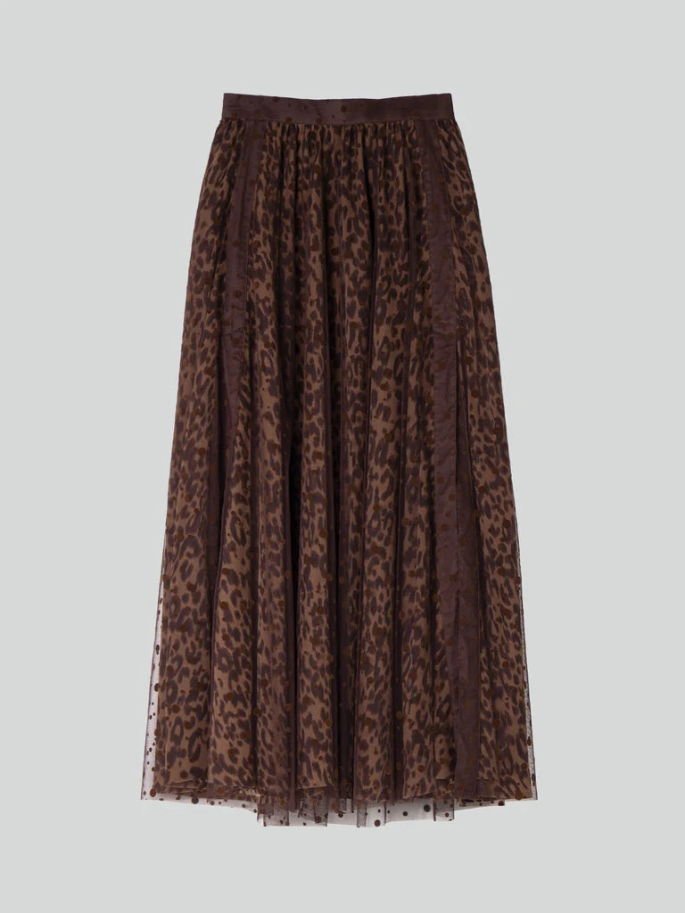 Brown Leopard Mesh Skirt