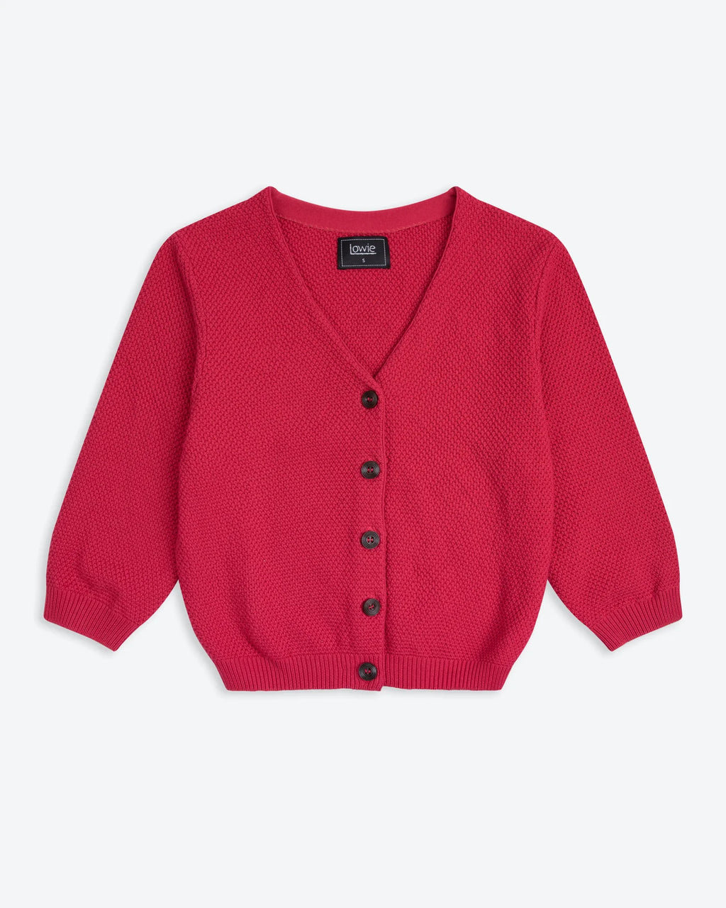 Red Waffle Knit Cardigan