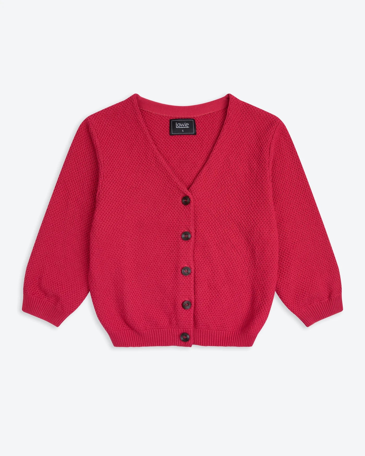 Red Waffle Knit Cardigan