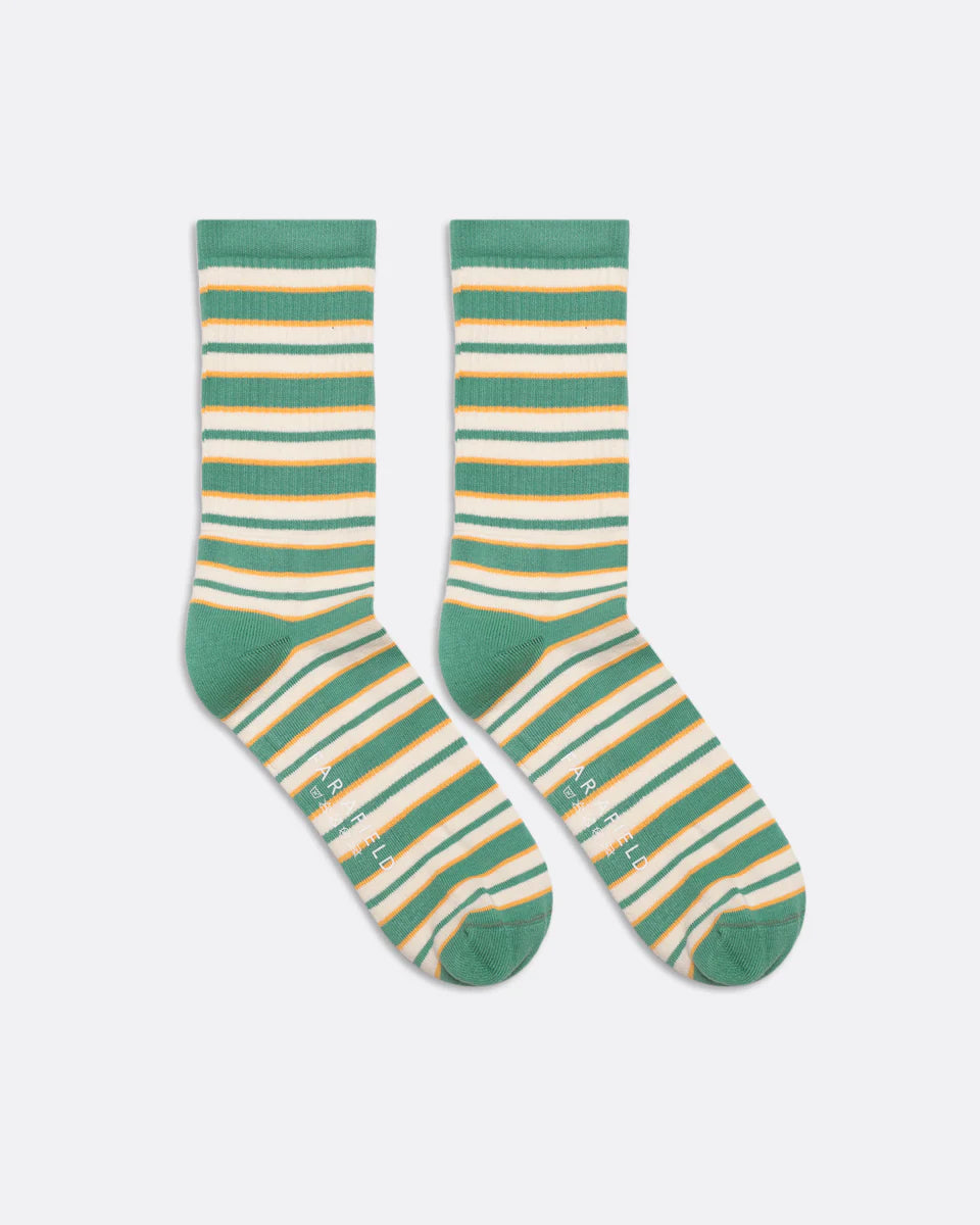 Green Ribbed Stripe Socks