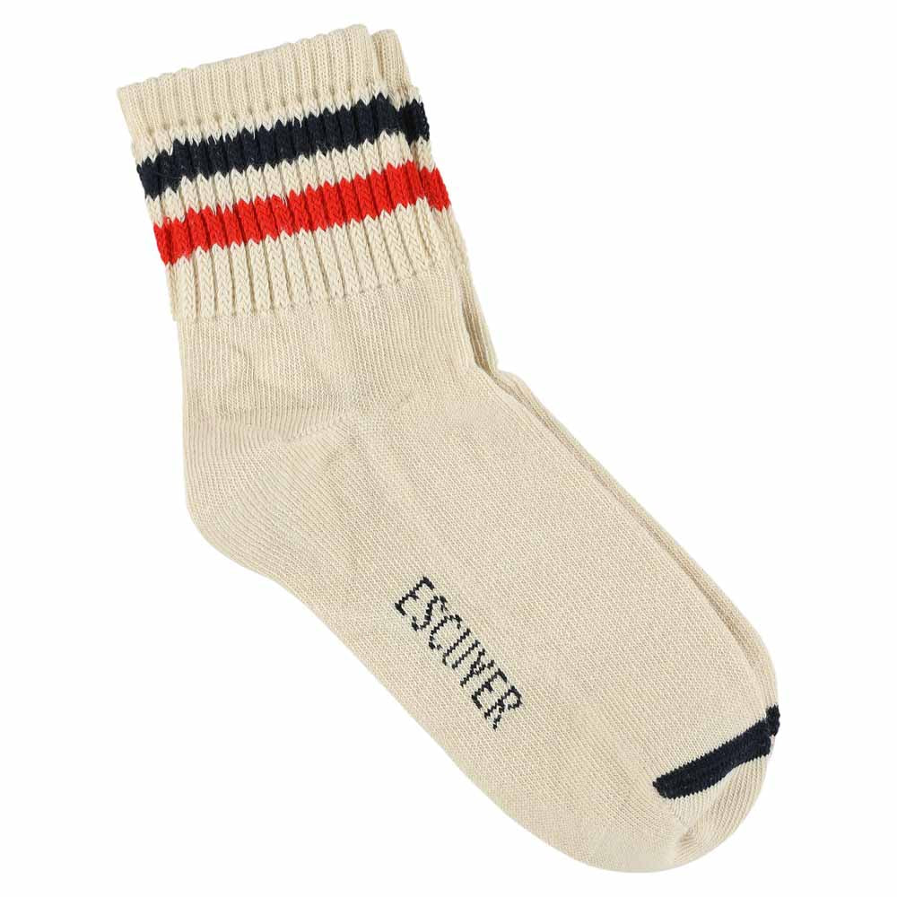 Ecru, Blue & Orange 2 Stripe Ankle Socks