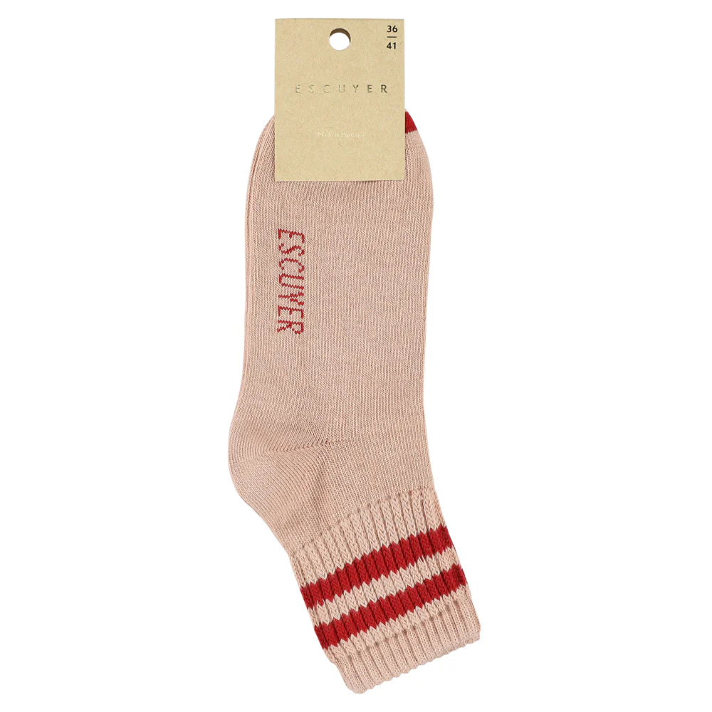 Pink & Red 2 Stripe Ankle Socks