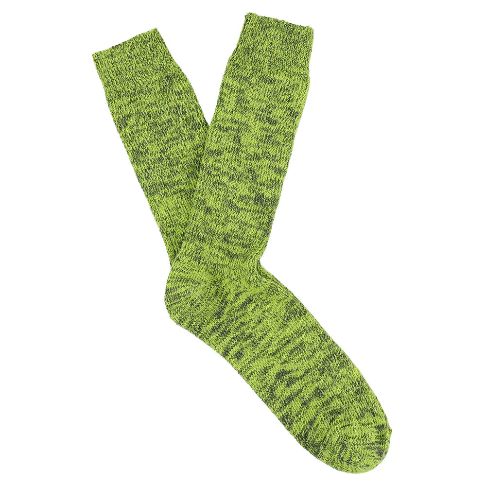Mens Green & Grey Melange Blend Socks