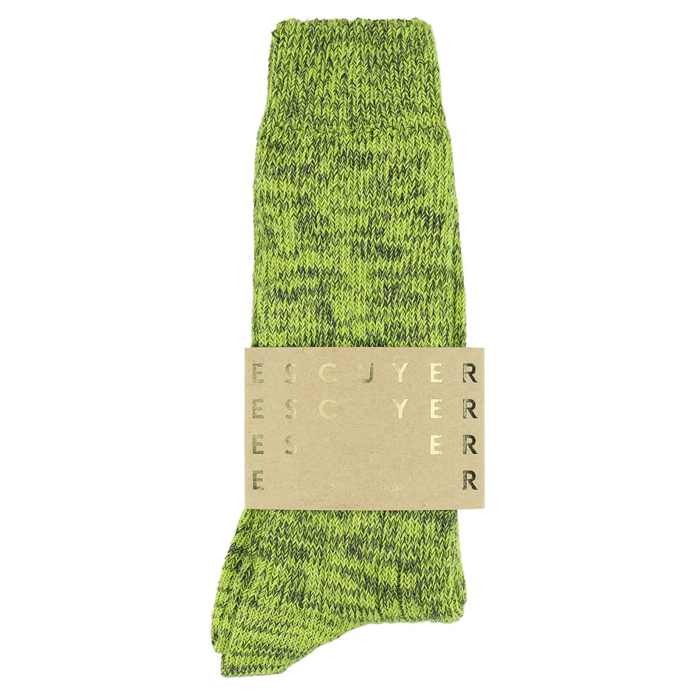 Mens Green & Grey Melange Blend Socks