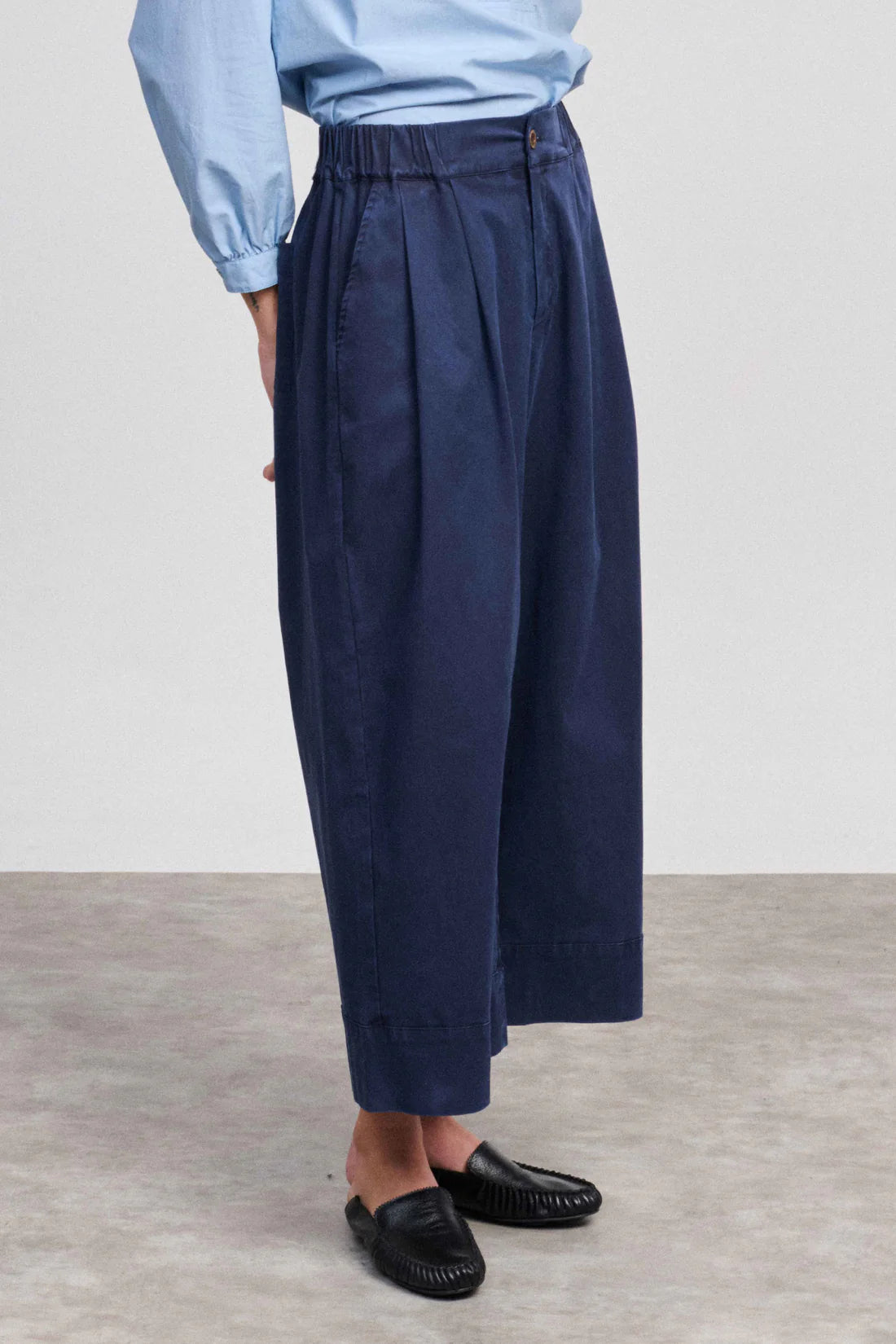 Navy Outside Wide Leg Trousers