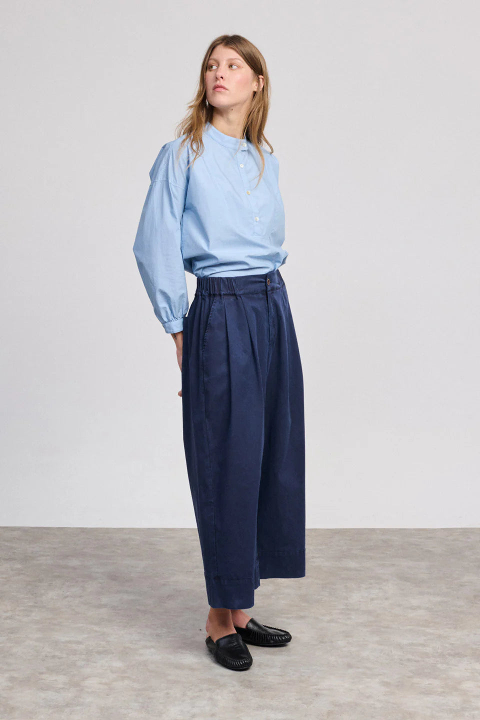 Navy Outside Wide Leg Trousers
