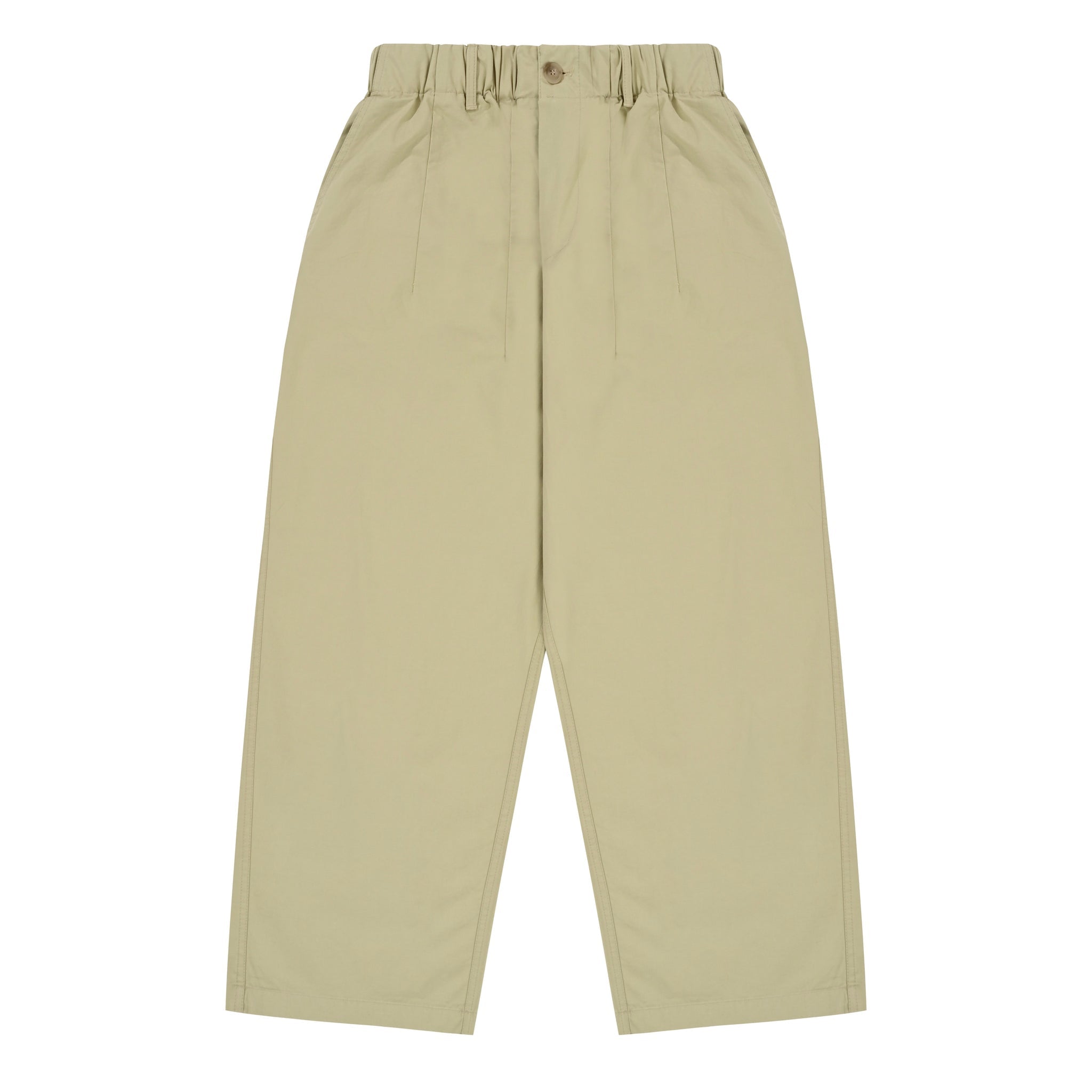Beige Pintuck Wide Chino Pants