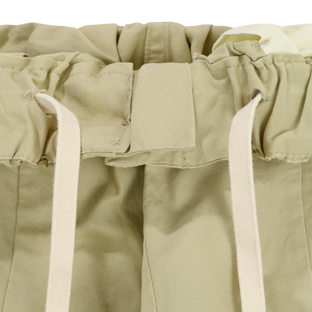 Beige Pintuck Wide Chino Pants