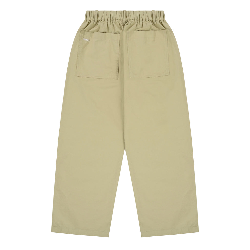 Beige Pintuck Wide Chino Pants