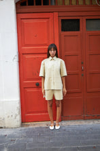 Sand White Short Sleeved Leather Shirt