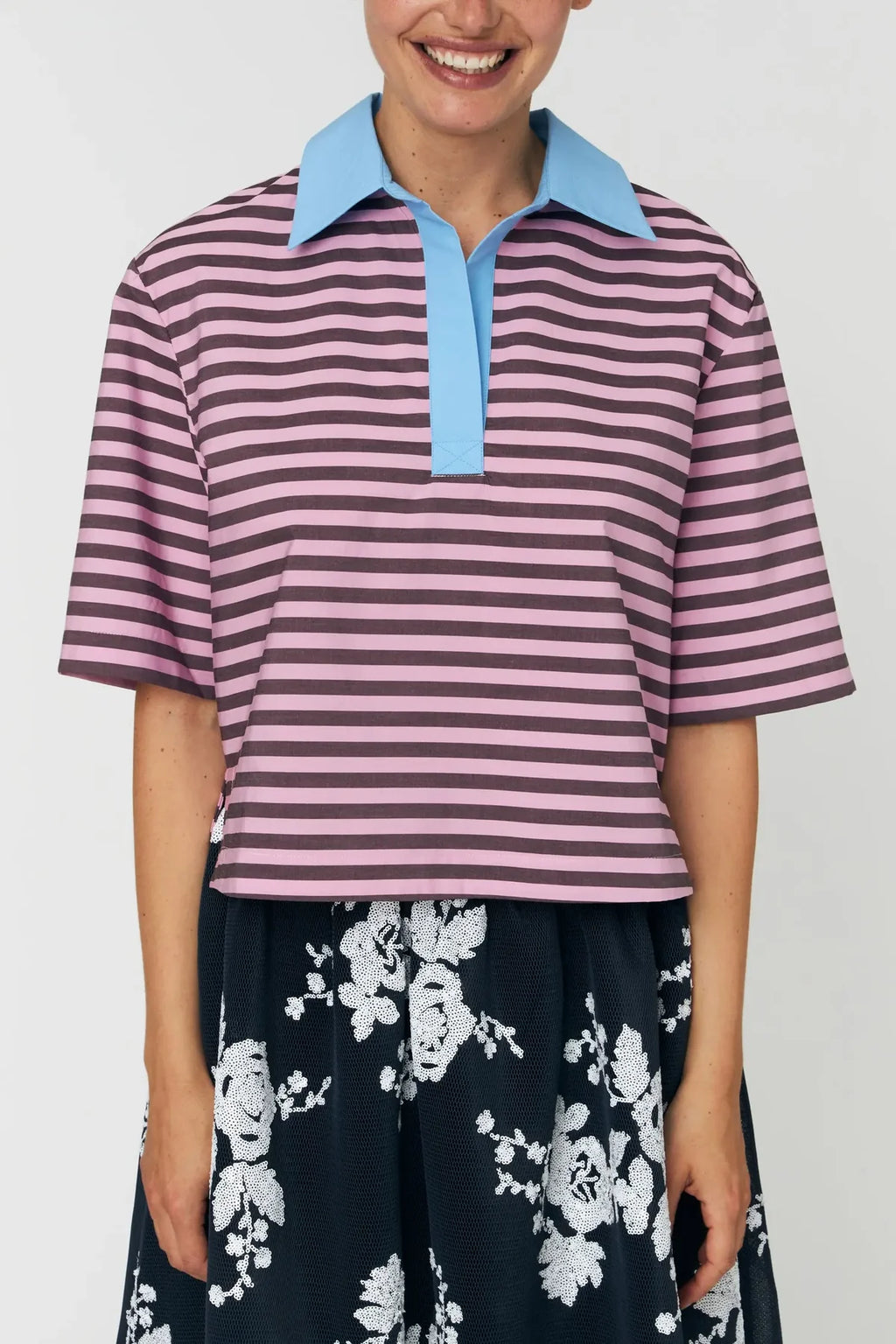 Purple Striped Cotton Shirt