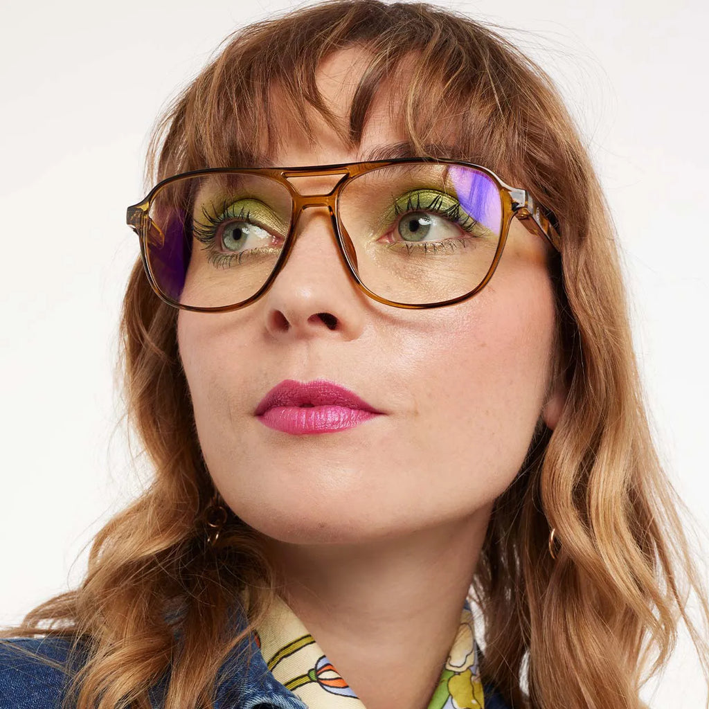 Brad Glossy Ecru Olive Reading Glasses