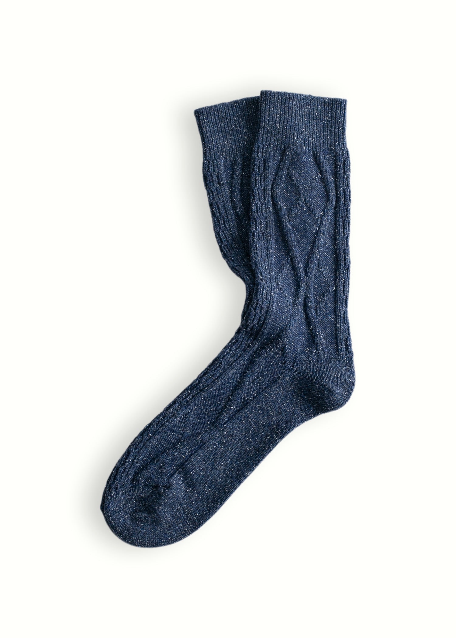 Wool Collection Braid Navy Socks (39-45)